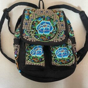 Mexican Embroidered Rose Backpack